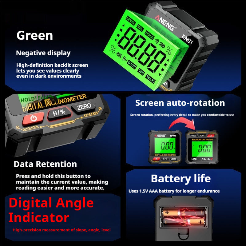 Multifunctional Inclinometer Magnetic Level Slope Measurement