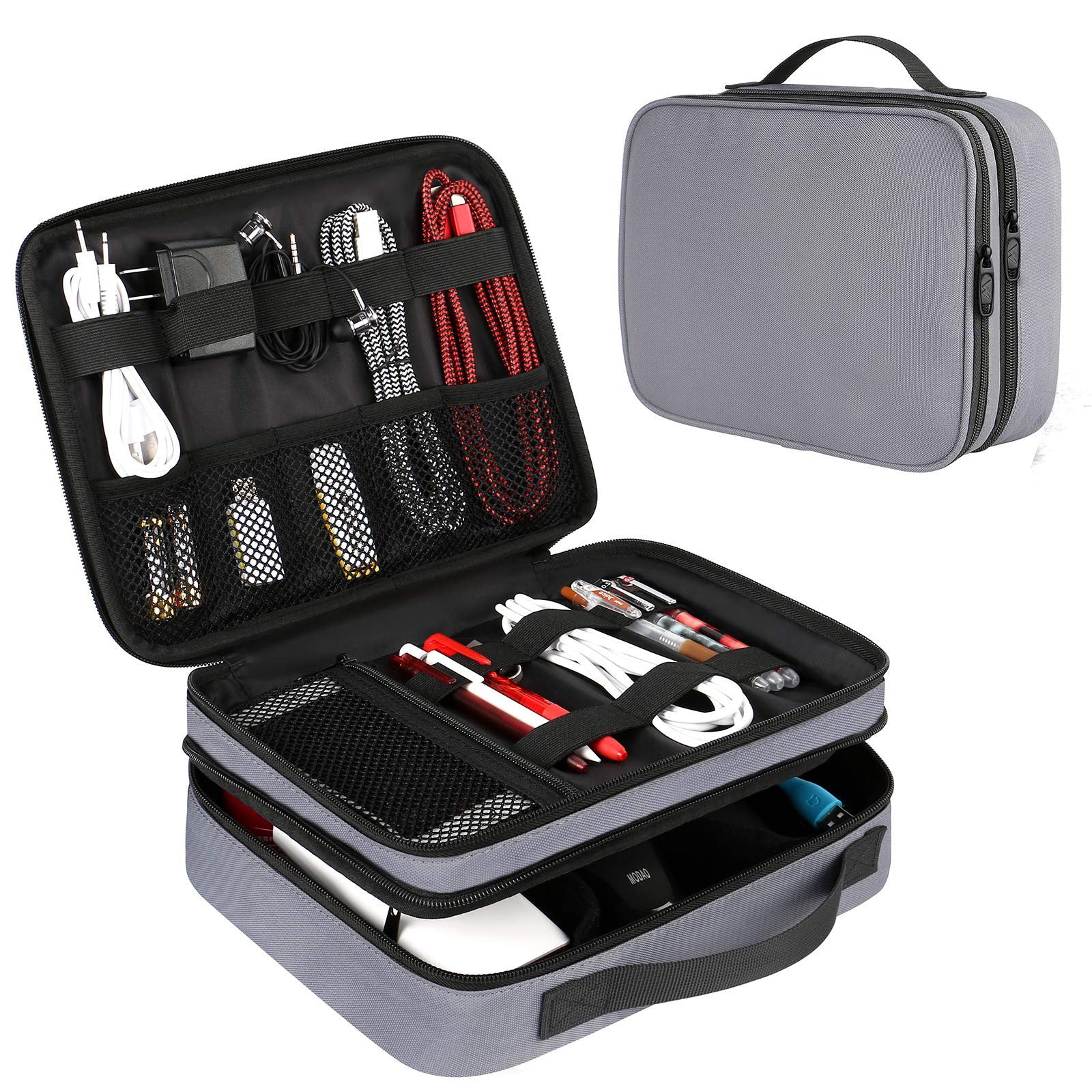 Double-layer Digital Portable And Versatile Data Cable Charger Electronic Accessories Storage Bag